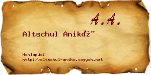 Altschul Anikó névjegykártya